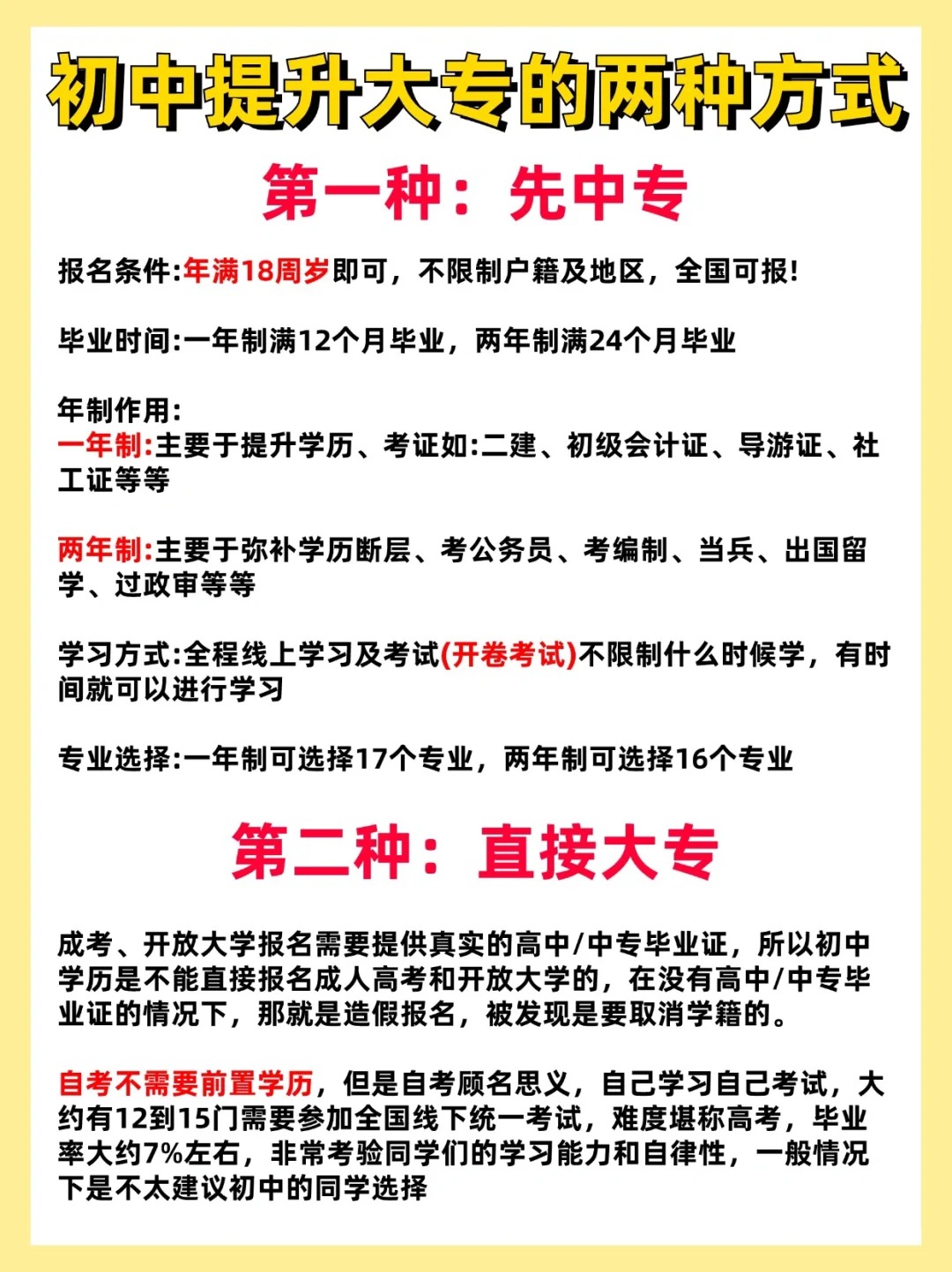 初中提升学历的两种方式详解