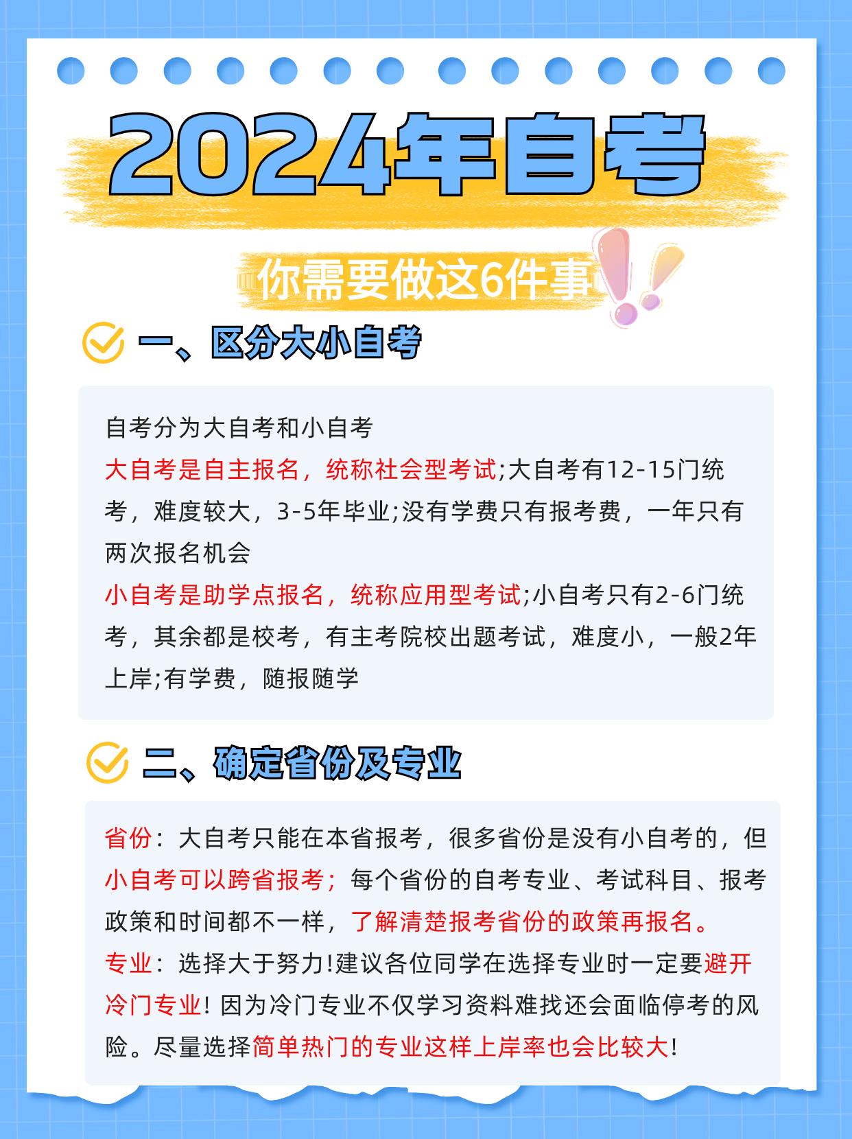 2024年自考你需要知道的六件事