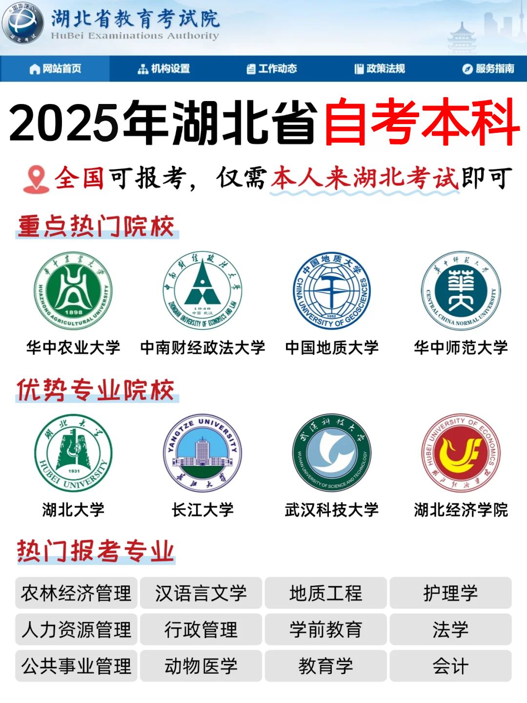 2025年自考本科可以选择哪些学校？