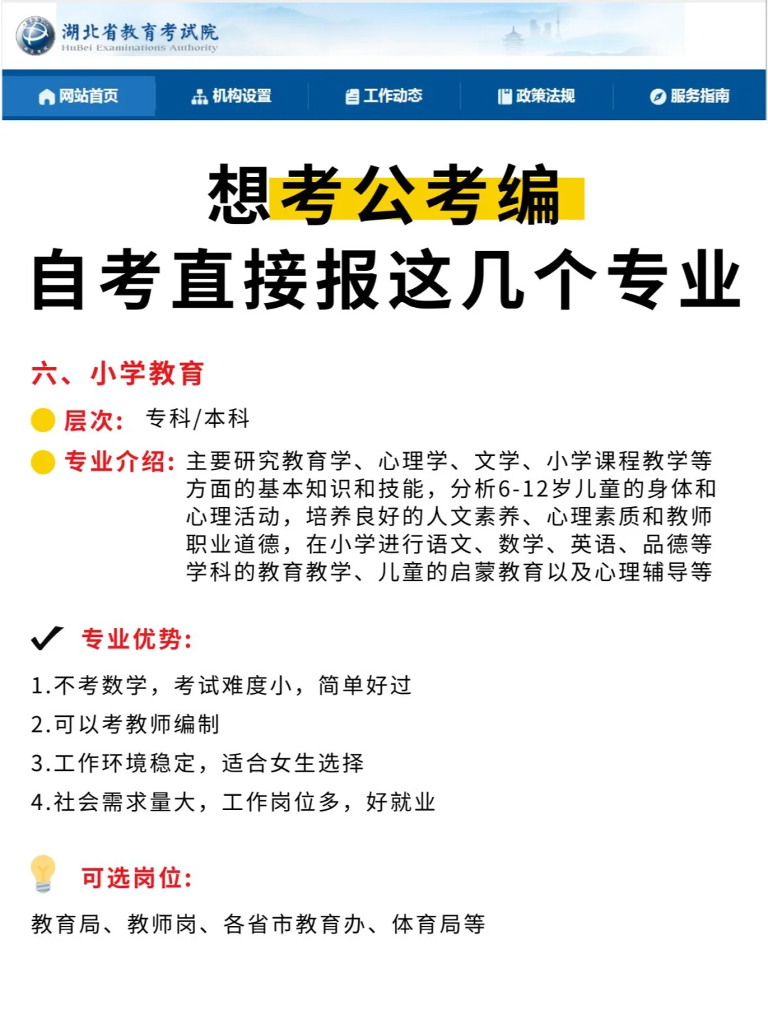 想考公考编，自考直接报这几个专业！
