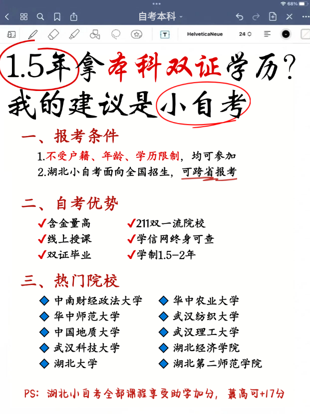 湖北自考本科：1.5年快速获得双证本科学历