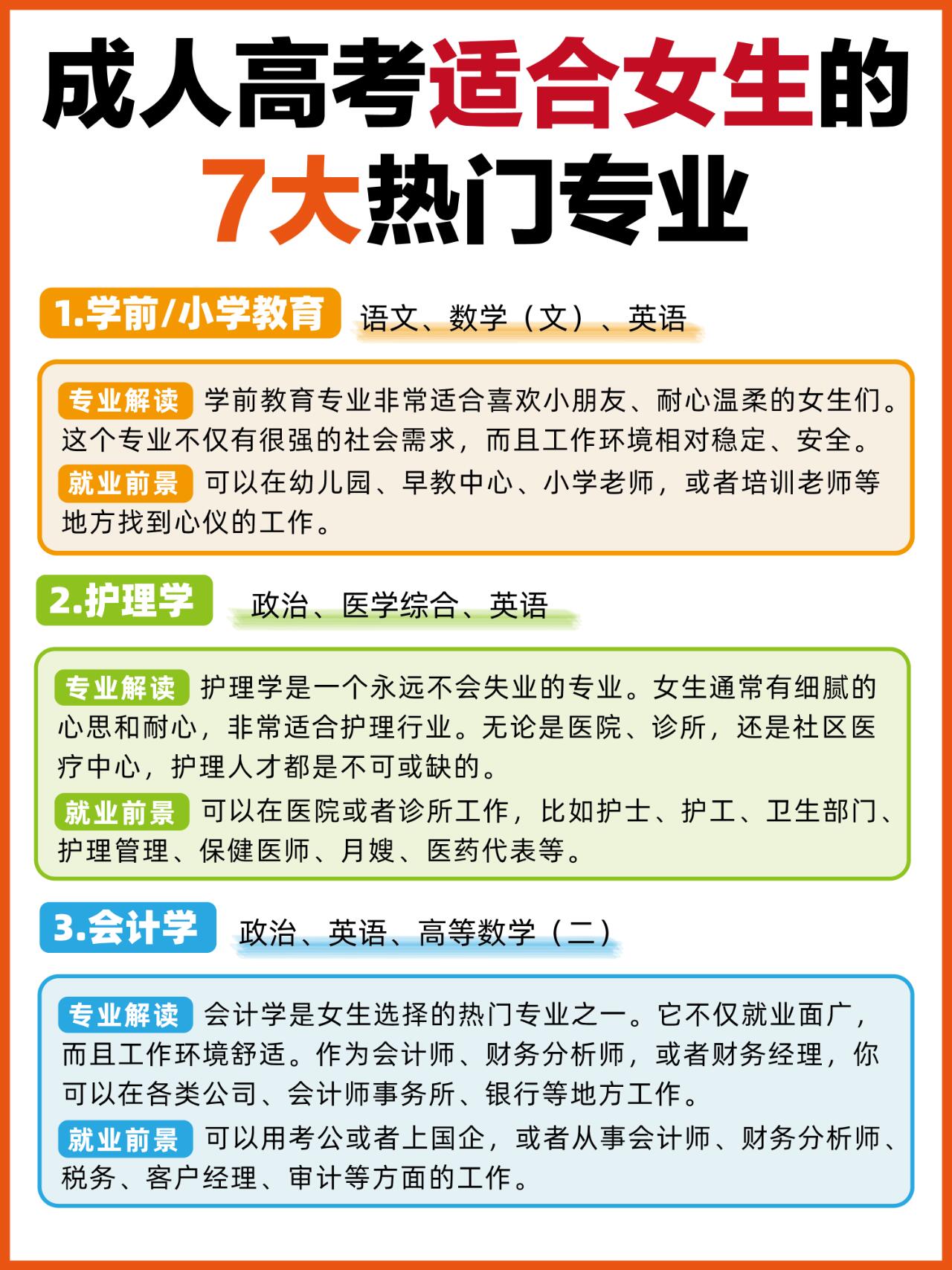 24年成考专业有哪些？适合女生报名的7个成考专业！