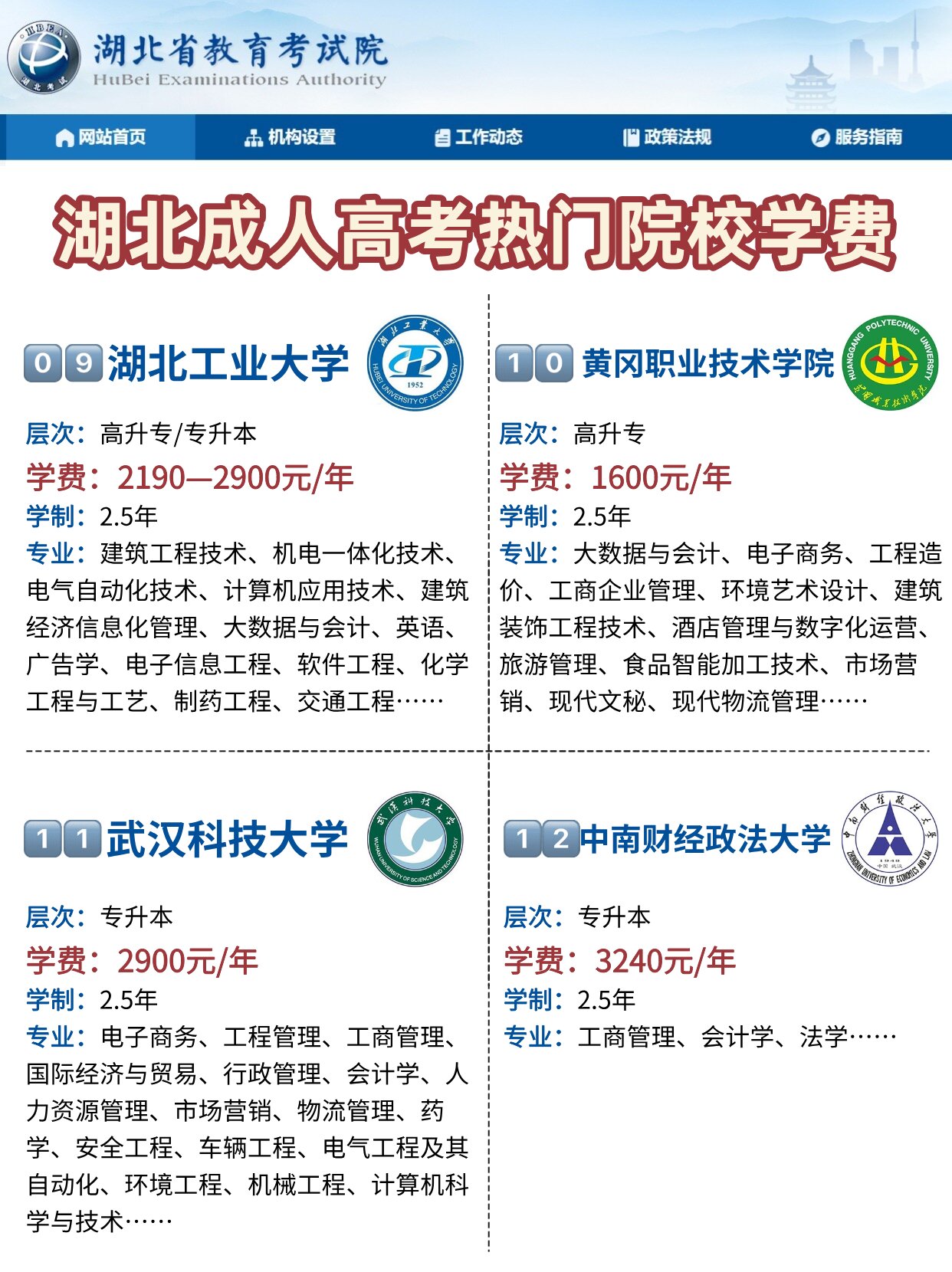 湖北成考热门院校专业有哪些？