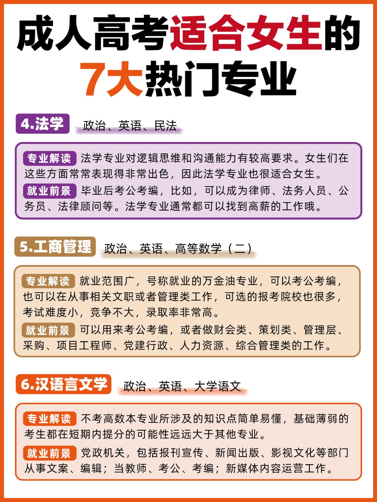 24年成考专业有哪些？适合女生报名的7个成考专业！