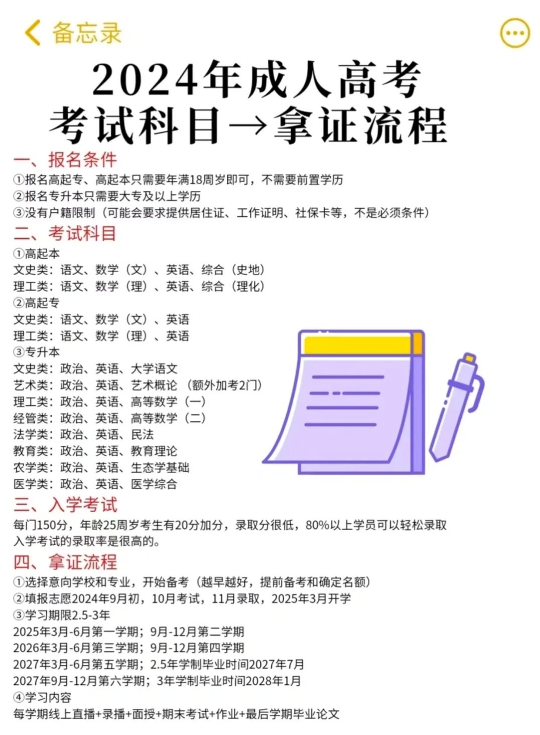 24成人高考考试专业类考试科目汇总