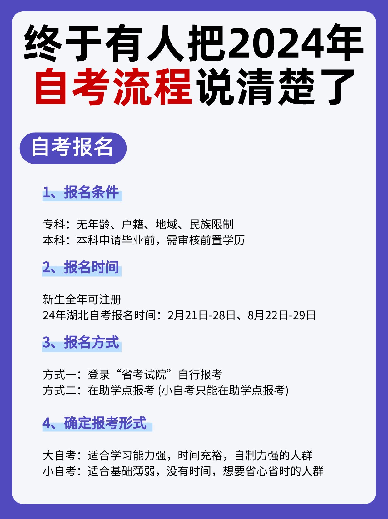 2024年报名湖北自考是什么流程？