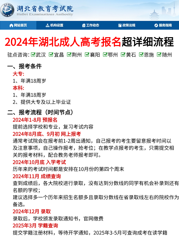 2024年湖北成人高考超详细流程