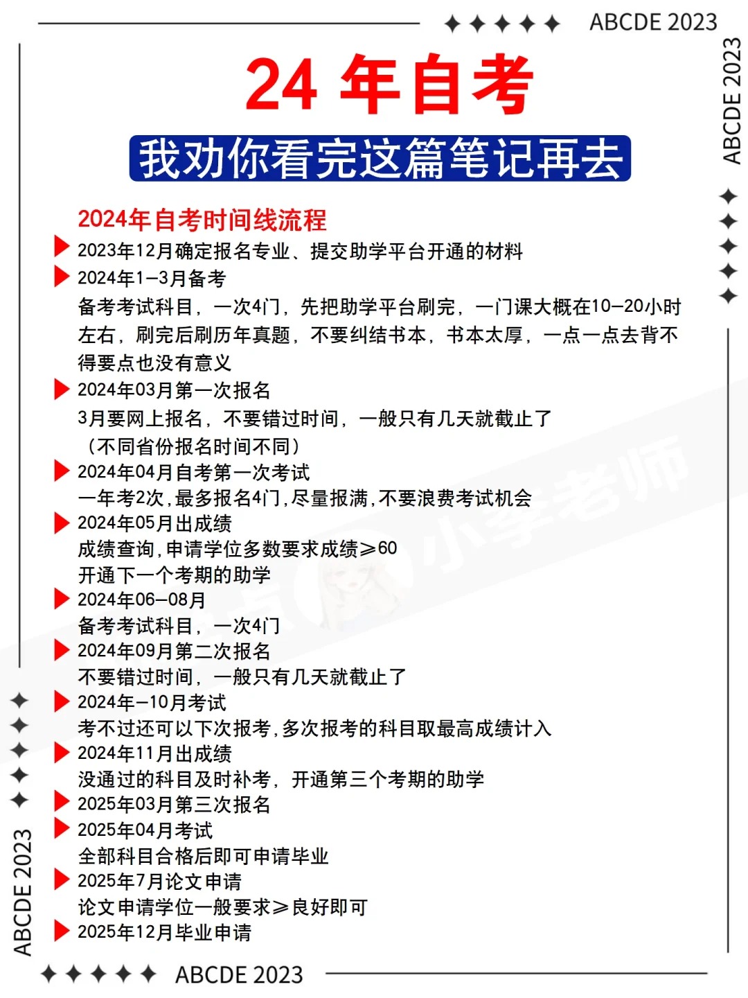 2024年自考时间线是怎样的？