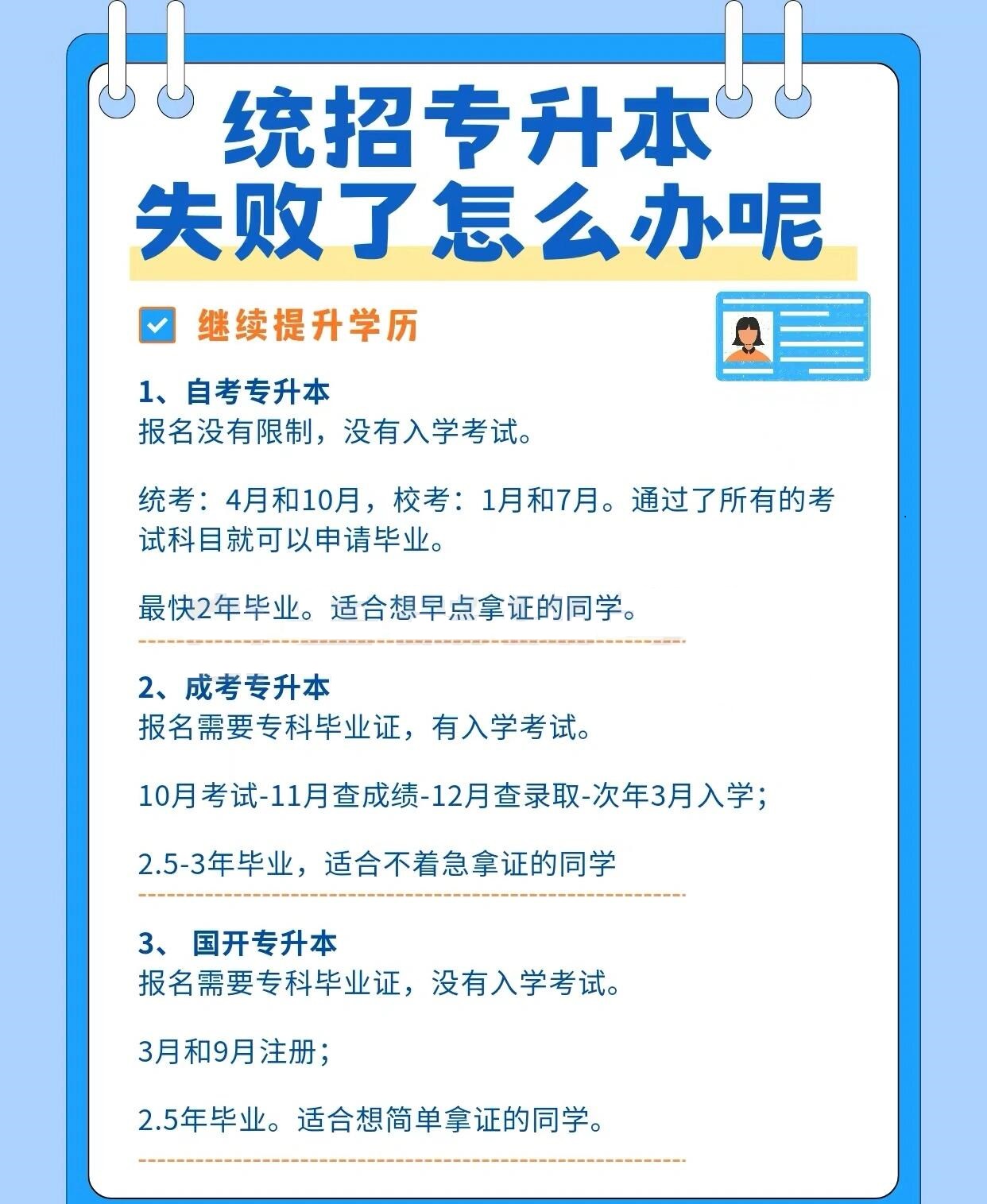 2024年统招专升本失利后怎么办？还有3个办法可以升本科！