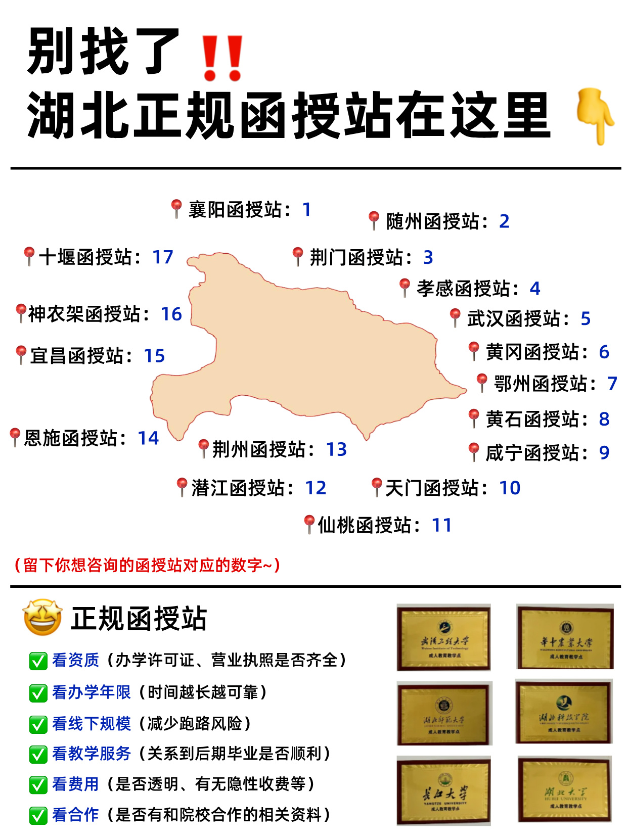 成考不迷路！湖北17个地区函授站合集