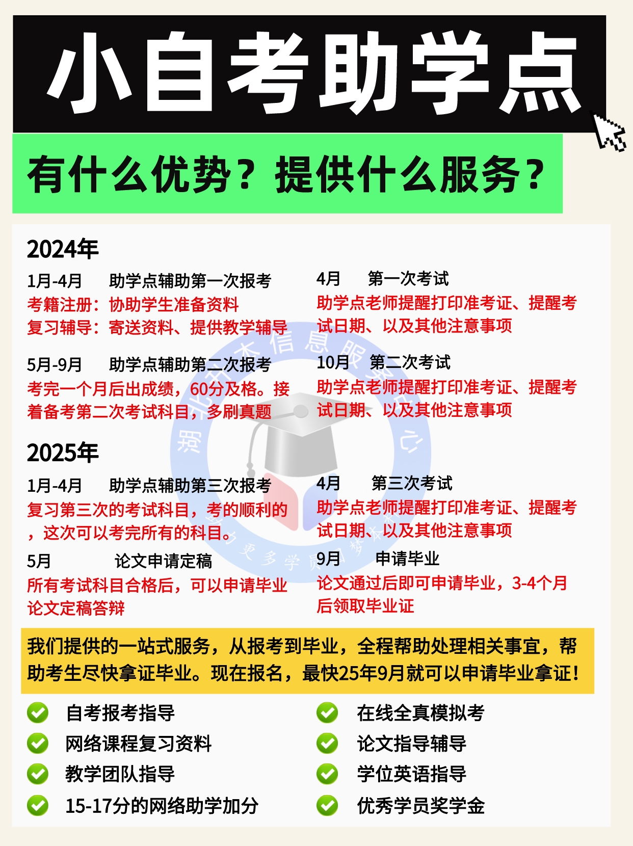 小自考为什么要找助学点？有什么优势和服务？